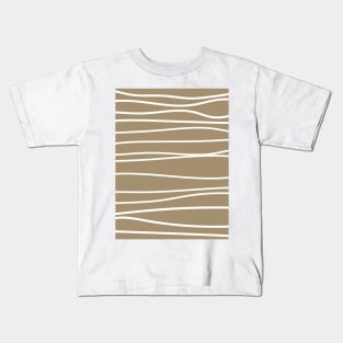 Drawing White Lines Across Tan Kids T-Shirt